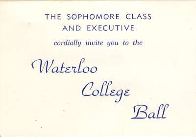 Waterloo College Ball inviatation, 1958