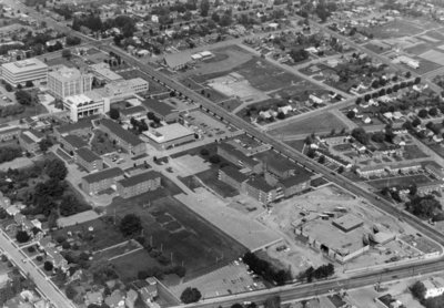 Aerial view of Waterloo Lutheran University, 1972