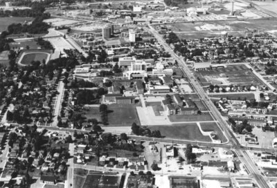 Aerial view of Waterloo Lutheran University, 1971