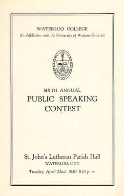 Waterloo College (in affiliation with the University of Western Ontario) sixth annual public speaking contest