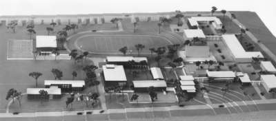 Architectural model of proposed campus plan, Waterloo Lutheran University