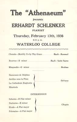 The &quot;Athenaeum&quot; presents Erhardt Schlenker, pianist