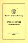 Waterloo Lutheran Seminary : opening service, Willison Hall Chapel