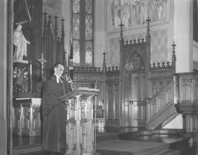 Pastor John Schmeider at St. Matthew's Evangelical Lutheran Church, Kitchener, Ontario