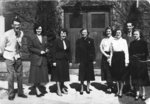 Eight Waterloo College students in front of Willison Hall