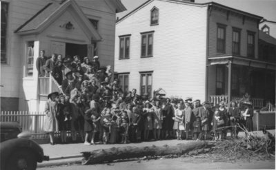 Group standing outside the church