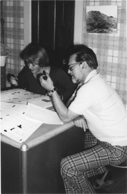 Lawrence Toombs and woman working with archaeological tools