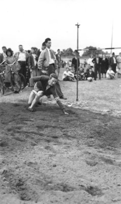 High jumping event, Waterloo College Invitation Games, May 3, 1947