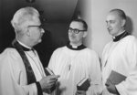 Albert Lotz, Delbert Resmer and Leander Ecola at ordination service, 1963