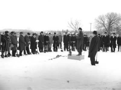 Library construction groundbreaking ceremony, Waterloo Lutheran University, 1964