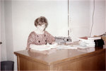 Staff member in Waterloo Lutheran University library, Willison Hall