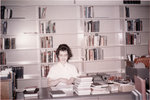 Staff member in Waterloo Lutheran University library, Willison Hall