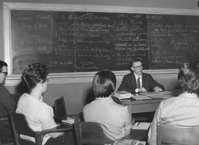 John Montgomery in Waterloo Lutheran University classroom