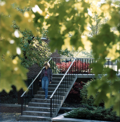 Student walking on campus