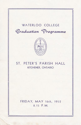 Waterloo College graduation programme, 1952