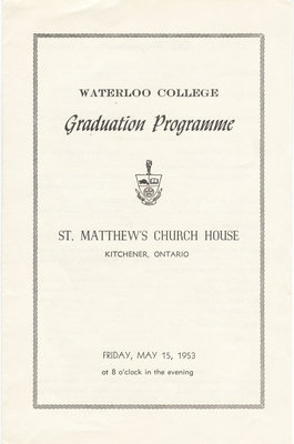 Waterloo College Graduation Programme, 1953