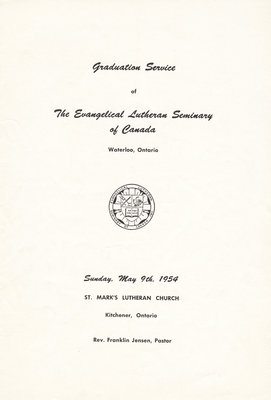 Graduation Service of the Evangelical Lutheran Seminary of Canada, 1954