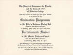 Waterloo College graduation programme and baccalaureate service invitation, 1952