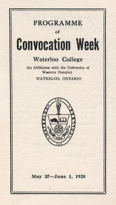 Programme of Convocation Week, Waterloo College, 1928