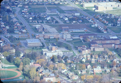 Aerial view of Waterloo Lutheran University campus, 1967