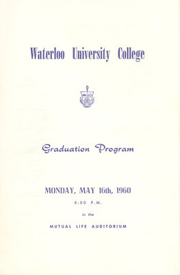 Waterloo University College graduation program, 1960