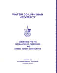 Waterloo Lutheran University fall convocation 1972 program