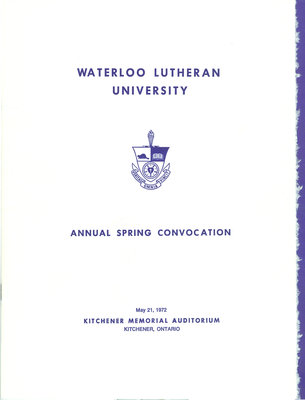 Waterloo Lutheran University spring convocation 1972 program