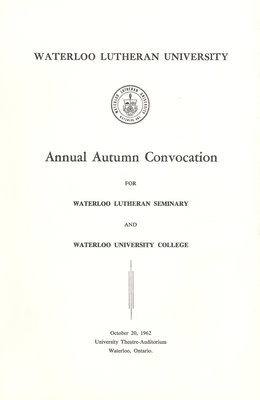 Waterloo Lutheran University fall convocation 1962 program