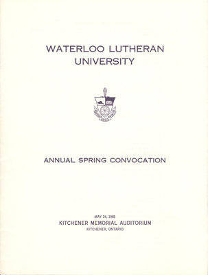 Waterloo Lutheran University spring convocation 1965 program