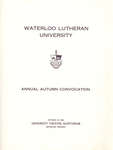Waterloo Lutheran University fall convocation 1965 program