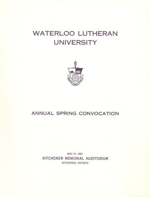 Waterloo Lutheran University spring convocation 1966 program