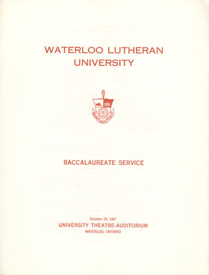 Waterloo Lutheran University baccalaureate service program, fall 1967