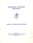 Waterloo Lutheran University fall convocation 1968 program