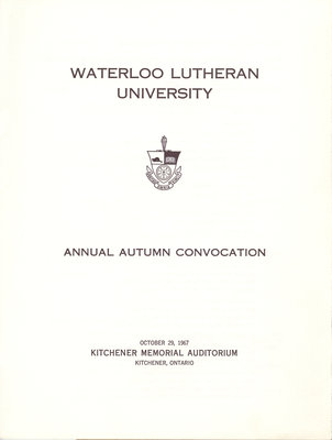 Waterloo Lutheran University fall convocation 1967 program