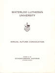 Waterloo Lutheran University fall convocation 1967 program