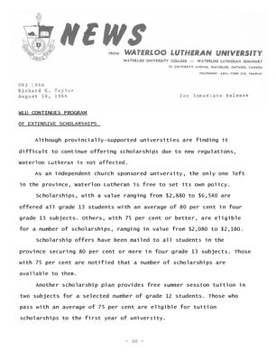 093-1966 : WLU continues program of extensive scholarships