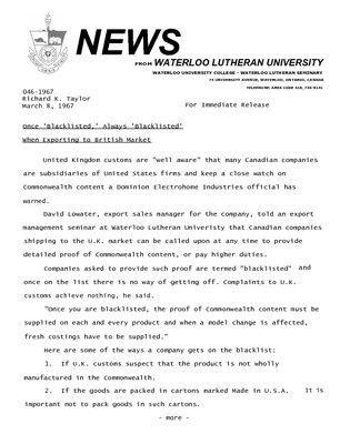 046-1967 : Once &quot;blacklisted&quot;, always &quot;blacklisted&quot; when exporting to British market