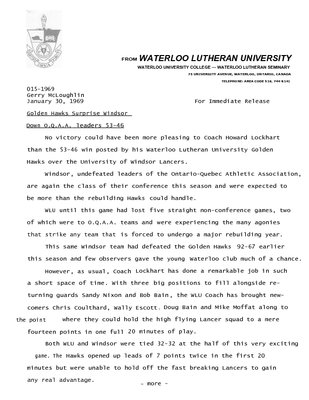 015-1969 : Golden Hawks surprise Windsor, down O.Q.A.A. leaders 53-46