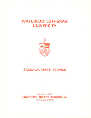 Waterloo Lutheran University baccalaureate service program, fall 1968