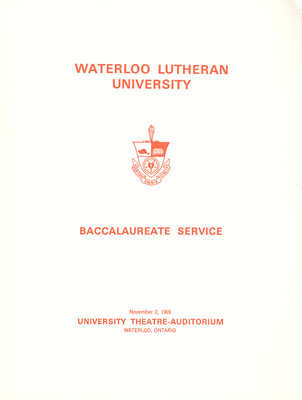 Waterloo Lutheran University baccalaureate service program, fall 1969