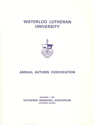 Waterloo Lutheran University fall convocation 1969 program