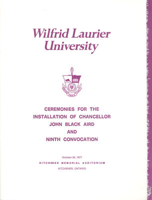 Wilfrid Laurier University fall convocation 1977 program