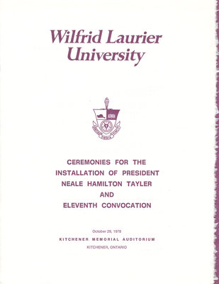 Wilfrid Laurier University fall convocation 1978 program