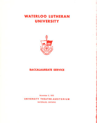 Waterloo Lutheran University baccalaureate service program, fall 1972