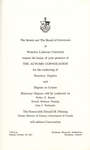 Waterloo Lutheran University 1967 fall convocation and baccalaureate service invitation