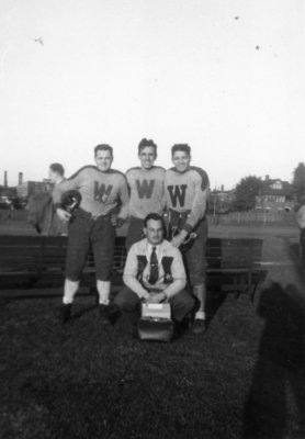 Waterloo College football players and athletic director