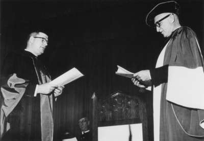 Installation ceremony of Waterloo Lutheran University Chancellor William Ross Macdonald, December 5, 1964