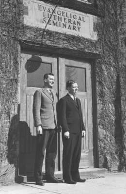 Roy Grosz and George Jacobs in front of Willison Hall