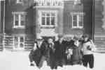 Waterloo College School students standing in front of Willison Hall