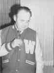 Frank Peters wearing a Lettermen jacket